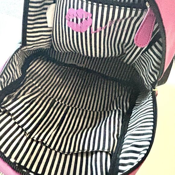 Betsey Johnson Backpack Plaid Black White Pink Adjustable Straps - Picture 5 of 11